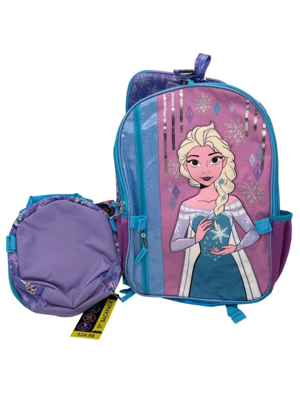 Disney Frozen 4-Piece Backpack Set with Gadget Case Lunch Bag & Lanyard 17” New